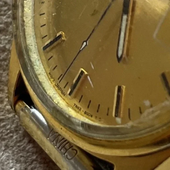 Seiko Quartz Mens Watch Gold Tone Date Window 7N42-8A30 Vintage Expansion Band - Picture 2 of 9